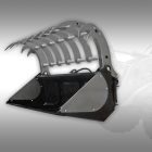 Jansen GS-200 markolókotró kanál, homlokrakodóra szerelhető, silózókanál, kanál krokodilfogó bilincs