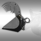 Jansen GS-220 markolókotró kanál, homlokrakodóra szerelhető, silózókanál, kanál krokodilfogó bilincs