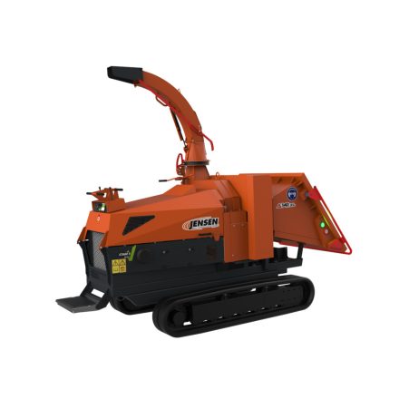 Jensen A141XL – 12 colos, 75 vagy 103 LE-s dízelmotoros, fix lánctalpas, vontatott faaprítógép